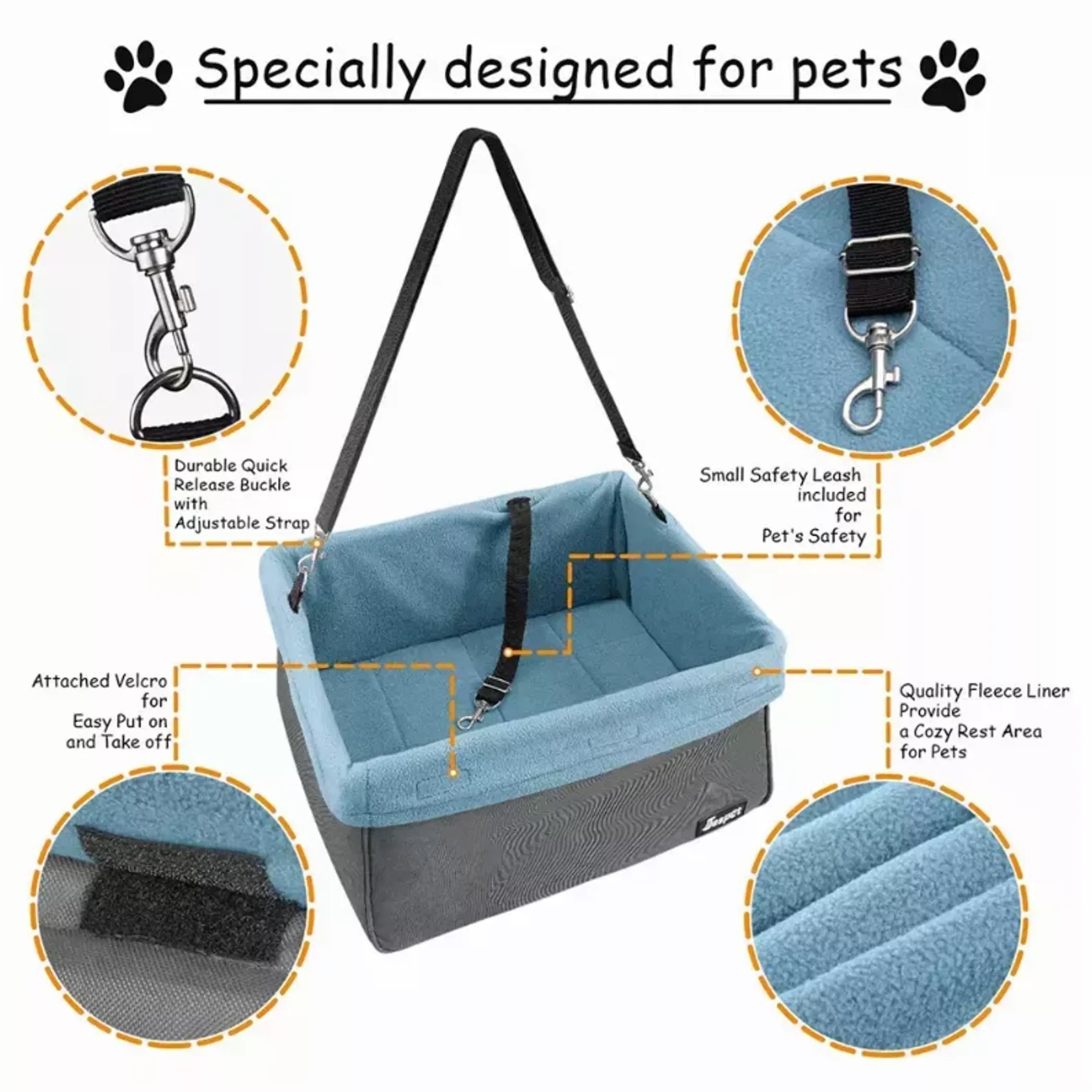 Pet carrier with features highlighted on a white background