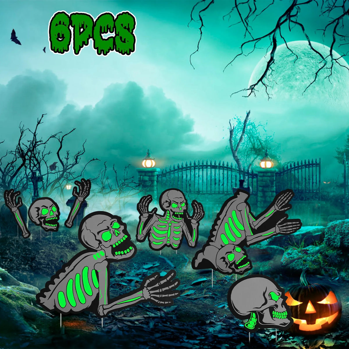 Halloween Skeleton Yard Sign Decorations