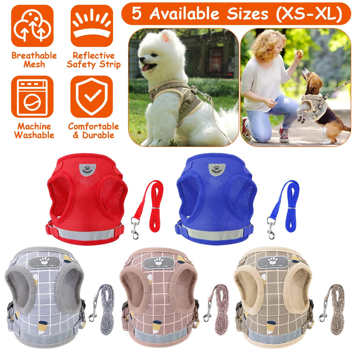 Pet Mesh Harness Dog Leash Set