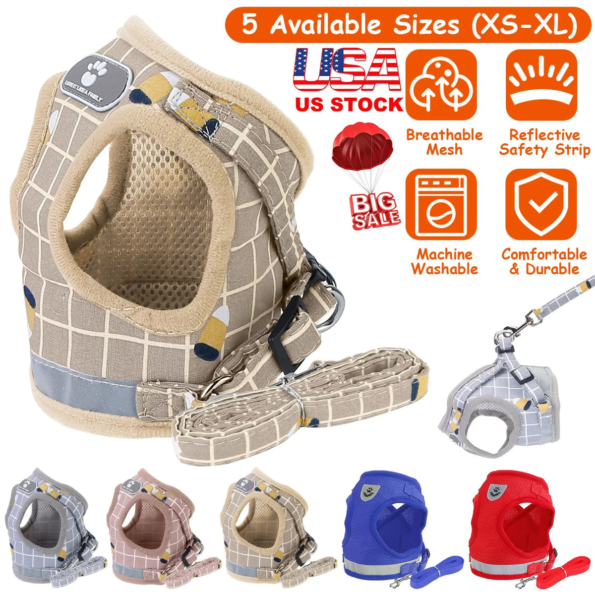 Pet Mesh Harness Dog Leash Set
