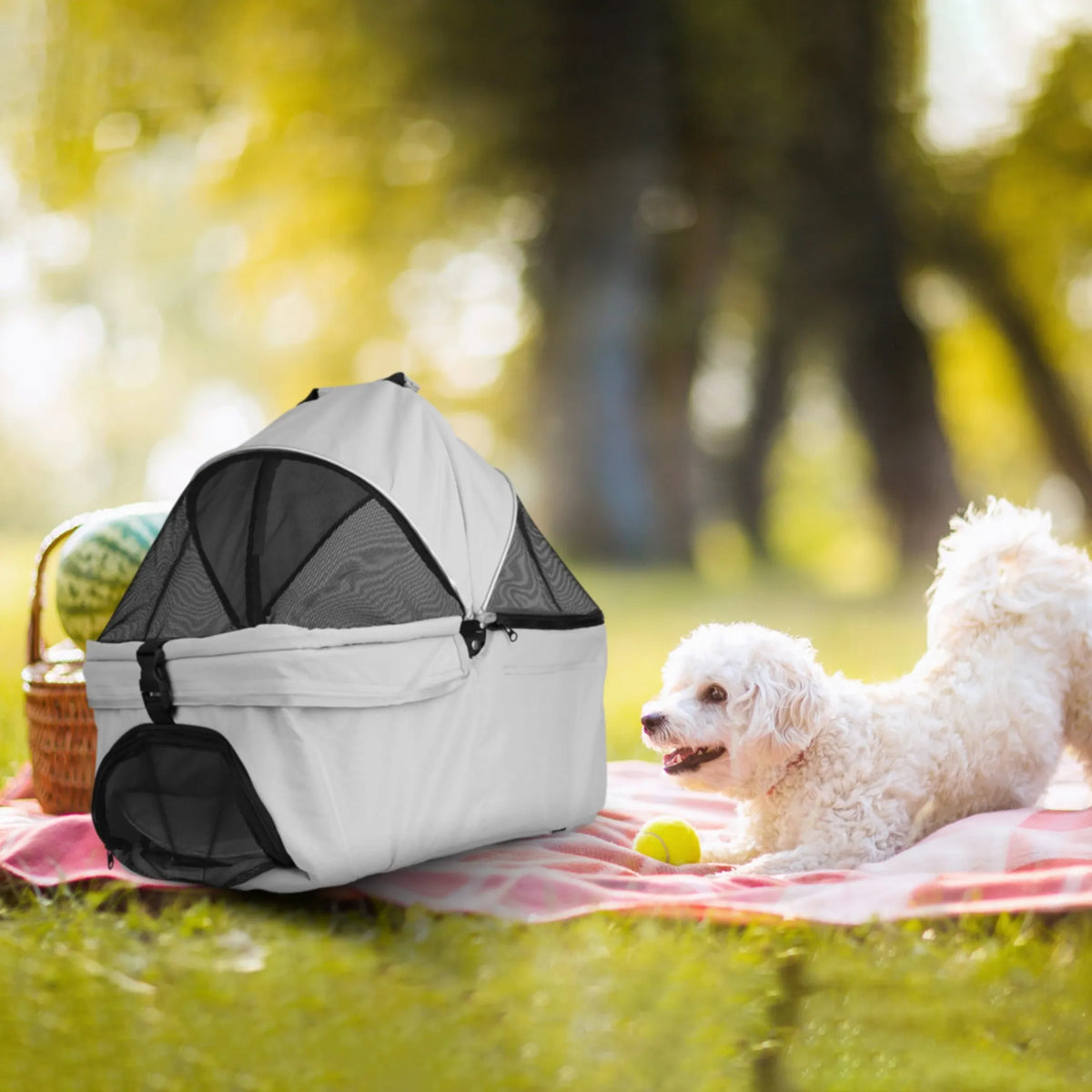 4 Wheels Pet Stroller Foldable Carrier Strolling Cart Travel Jogger Pet